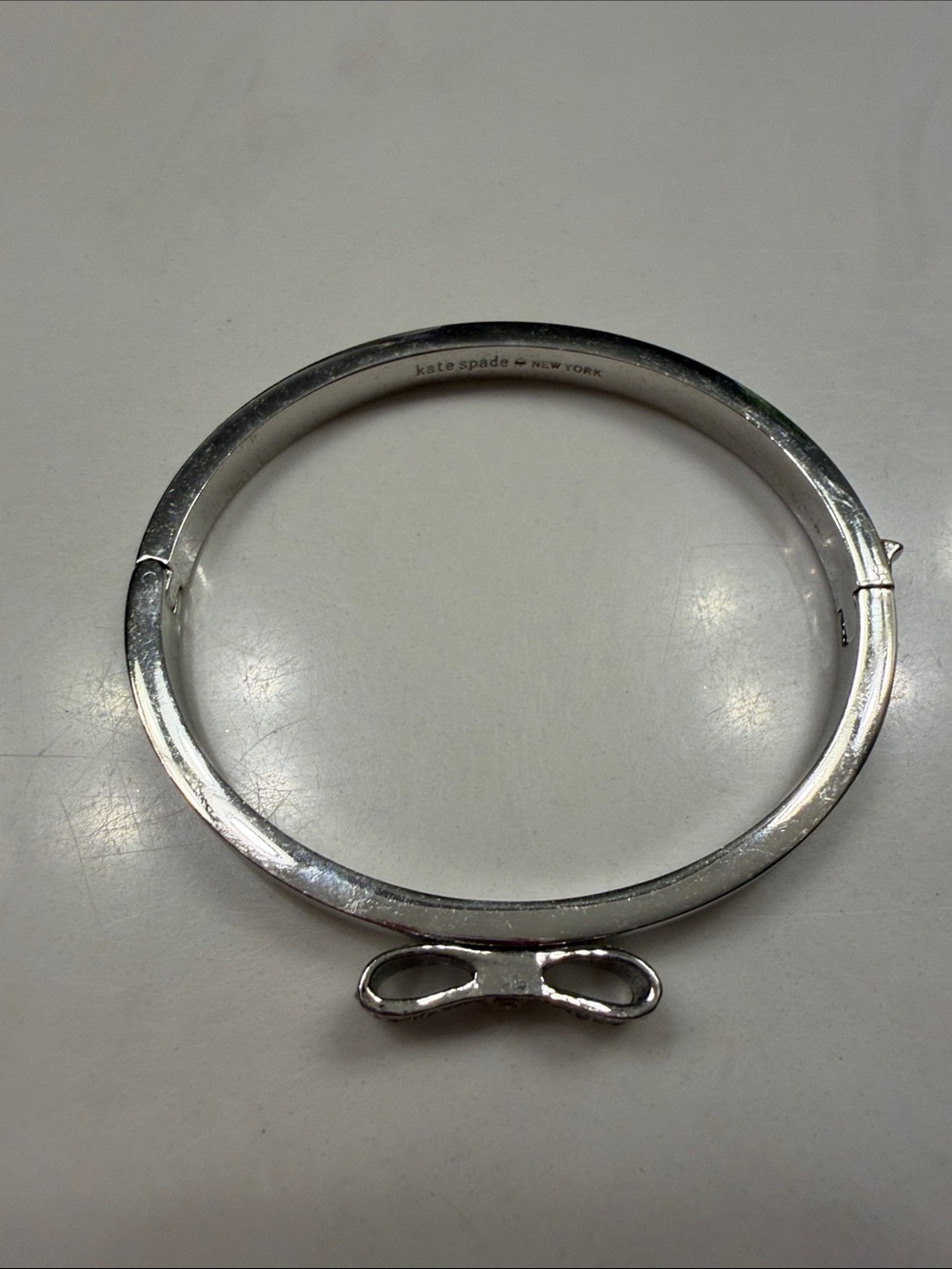 kate spade silver-tone engraved bangle